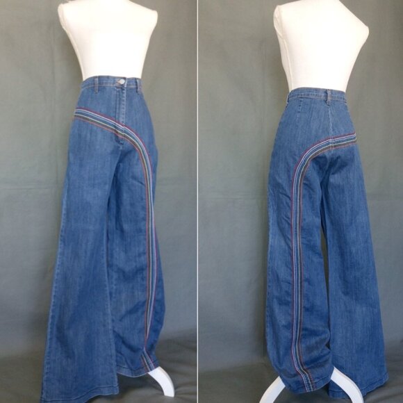 Fervour Vtg Vintage 70s Inspired Rainbow Jeans Sz 29 - Picture 2 of 7